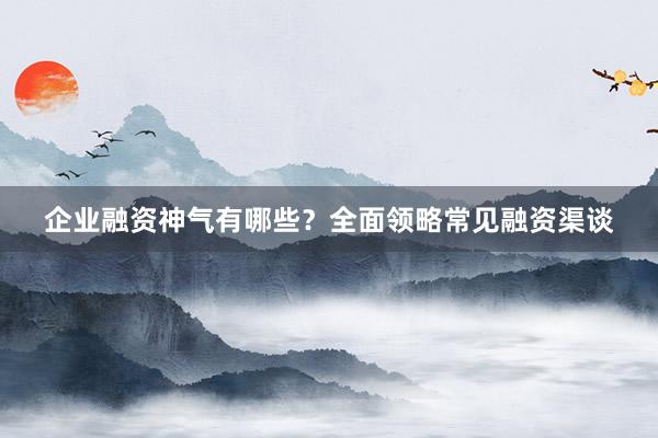 企业融资神气有哪些？全面领略常见融资渠谈